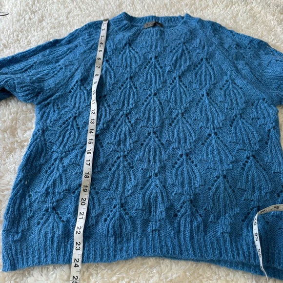 Elsamanda Crewneck Blue Mohair Wool Blend Knit Sweater Made in Italy Size Large - Picture 5 of 9